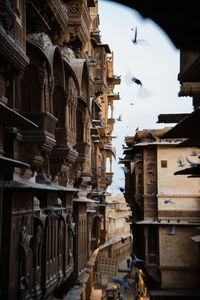 Low angle view of heritage buildings in jaisalmer city