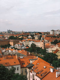 High angle view of townscape against sky