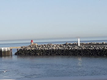 Scenic view of sea against clear sky