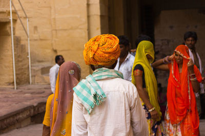 Rear view of people at temple