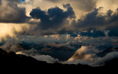 Scenic view of dramatic sky during sunset