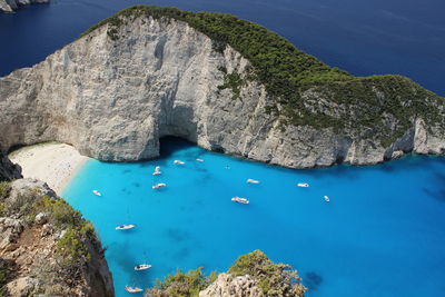 High angle view of blue sea