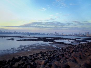 Scenic view of sea at sunset