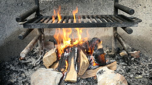 Bonfire on barbecue grill