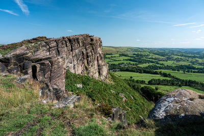 Purple heather at the roaches, staffordshire from hen cloud in the peak district national park, uk.