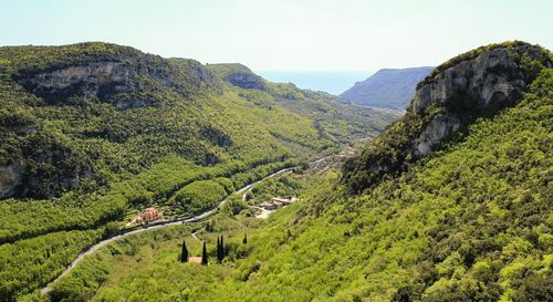 Mountain forest and sea in liguria.