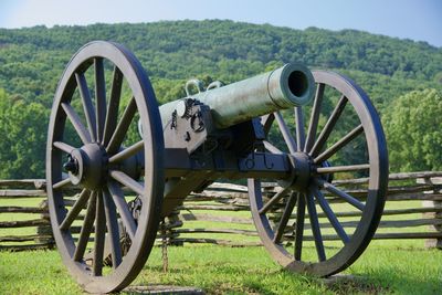 Close-up of civil war era cannon. 