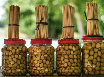 Close-up of bread in jar