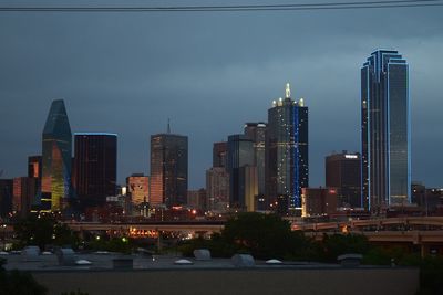 View of skyscrapers at night