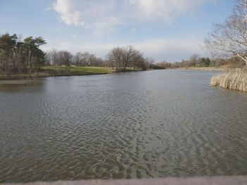 Scenic view of lake against sky