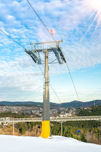 Ski lift in front of the panorama bridge. adventure mountain kappe in winterberg. on the ski slope, 