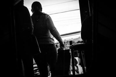 People at railroad station