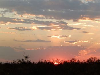 Scenic view of landscape against sky at sunset