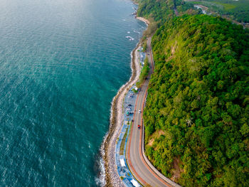 High angle view of sea