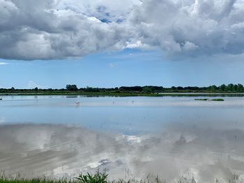 Scenic view of lake against sky