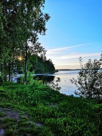 Scenic view of lake against sky