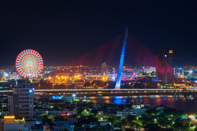 Illuminated city at night