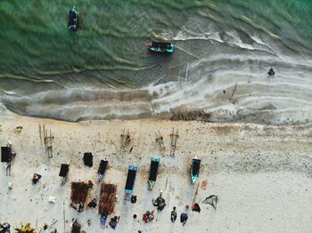 High angle view of people on beach