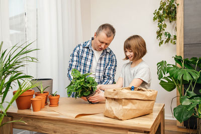 Young man working at home