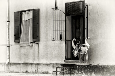 Closed door of building