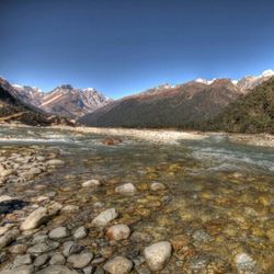 Scenic view of mountains against clear sky