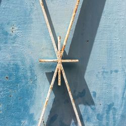 Close-up of metallic structure on wall