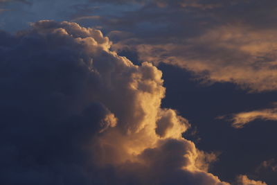 Low angle view of clouds in sky during sunset