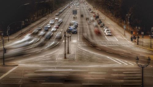 Cars moving on road at night