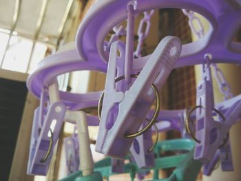 Close-up of purple chair