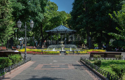 Odessa, ukraine 25.07.2023. city square fountain in odessa, ukraine, on a sunny summer day