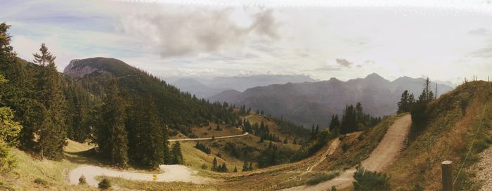 Panoramic view of mountains against sky