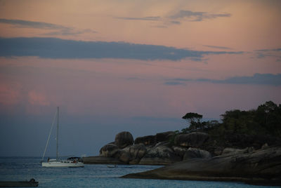 Scenic view of sea at sunset