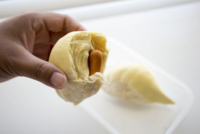 Close-up of hand holding fruit