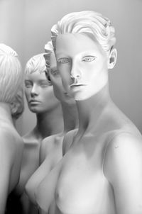 Close-up of mannequins in store