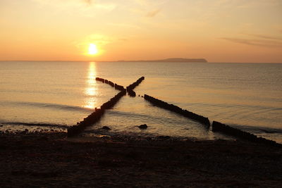 Scenic view of sea against sky during sunset