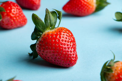 Close-up of strawberries on table