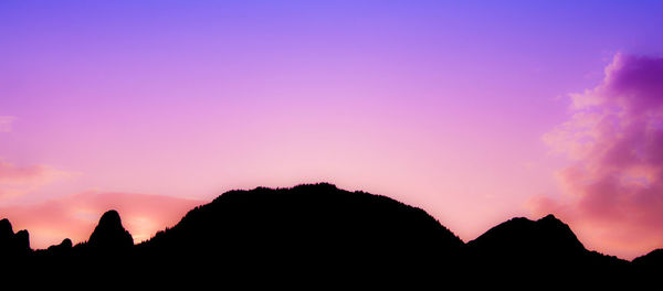 Low angle view of silhouette mountain against sky during sunset
