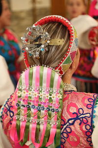 Rear view of two girls