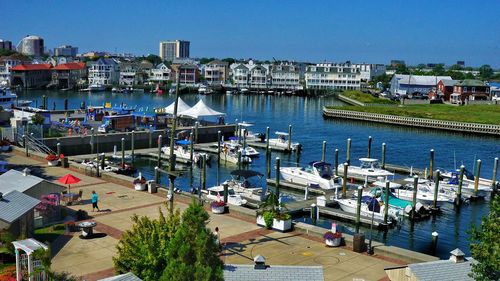 High angle view of city