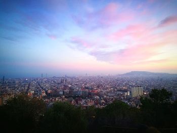 High angle view of cityscape against sky