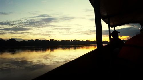 Silhouette hand by tree against sky during sunset
