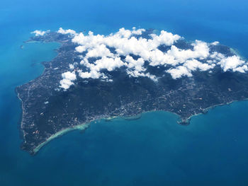 Aerial view of sea against sky