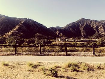 Scenic view of mountains against clear sky