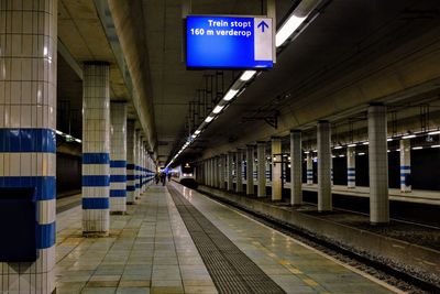 Illuminated railroad station platform
