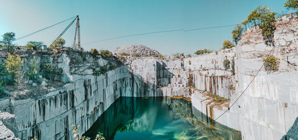 Abandoned quarry with lot of blood and rain water.