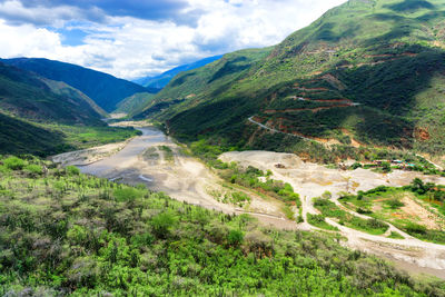 Scenic view of mountains against sky