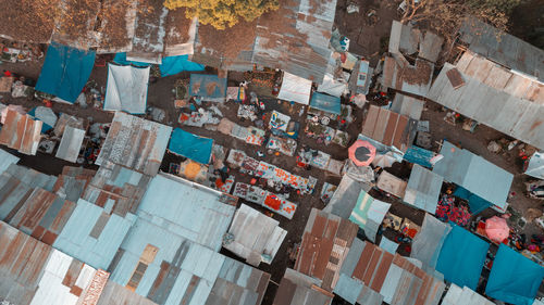 Aerial view of the local market in arusha city, tanzania