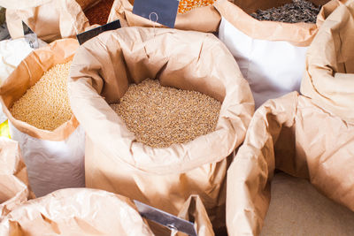 High angle view of people at market stall