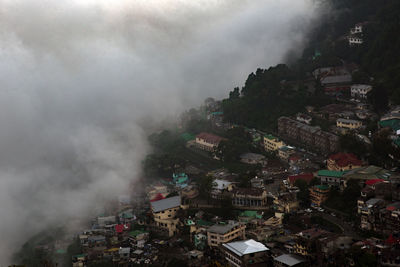 High angle view of buildings in city