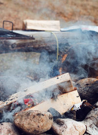 Close-up of meat on barbecue grill